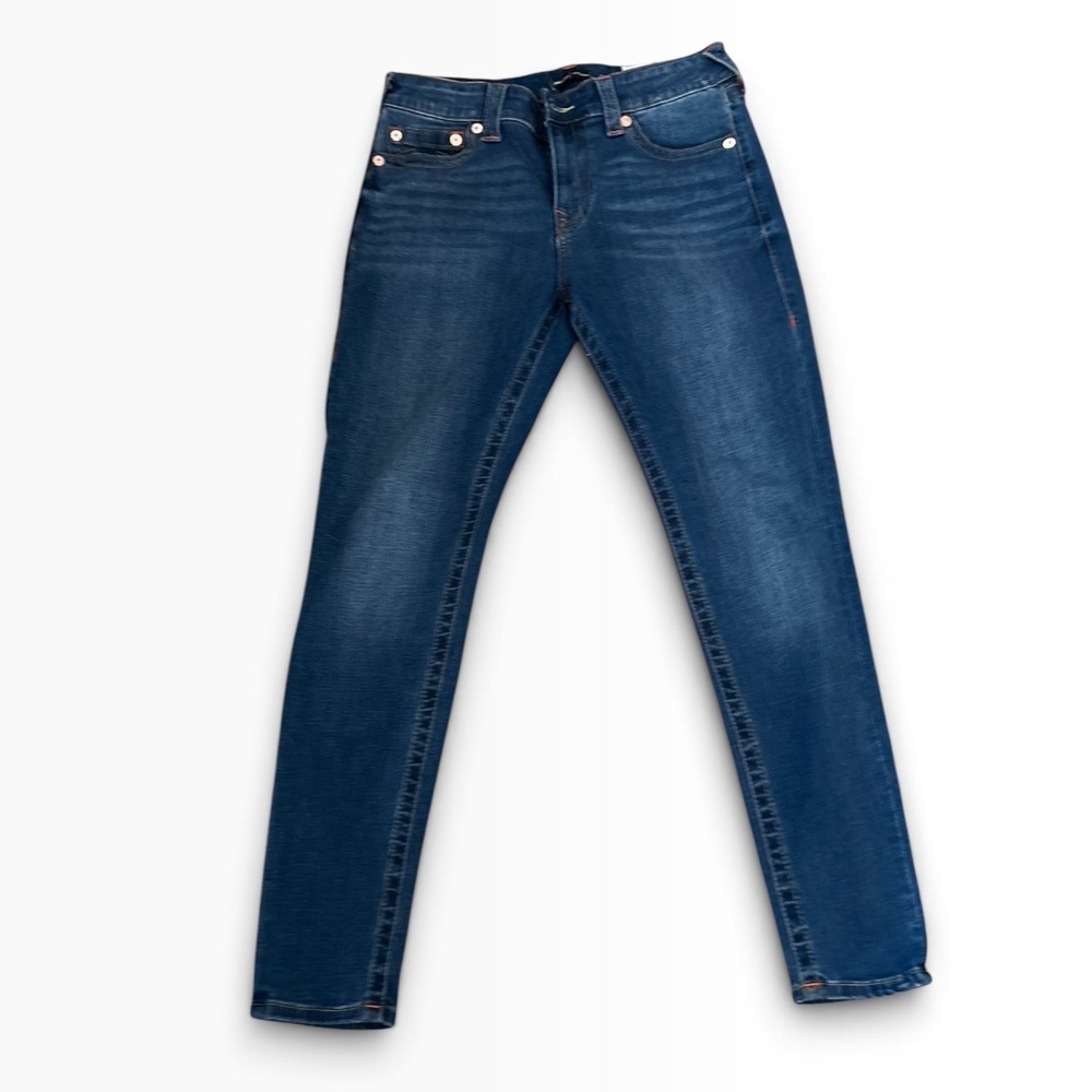 True Religion Jennie Curvy Mid Rise Skinny Jeans Dark Wash Blue Denim Size 31